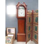 Oak long case clock with painted dial