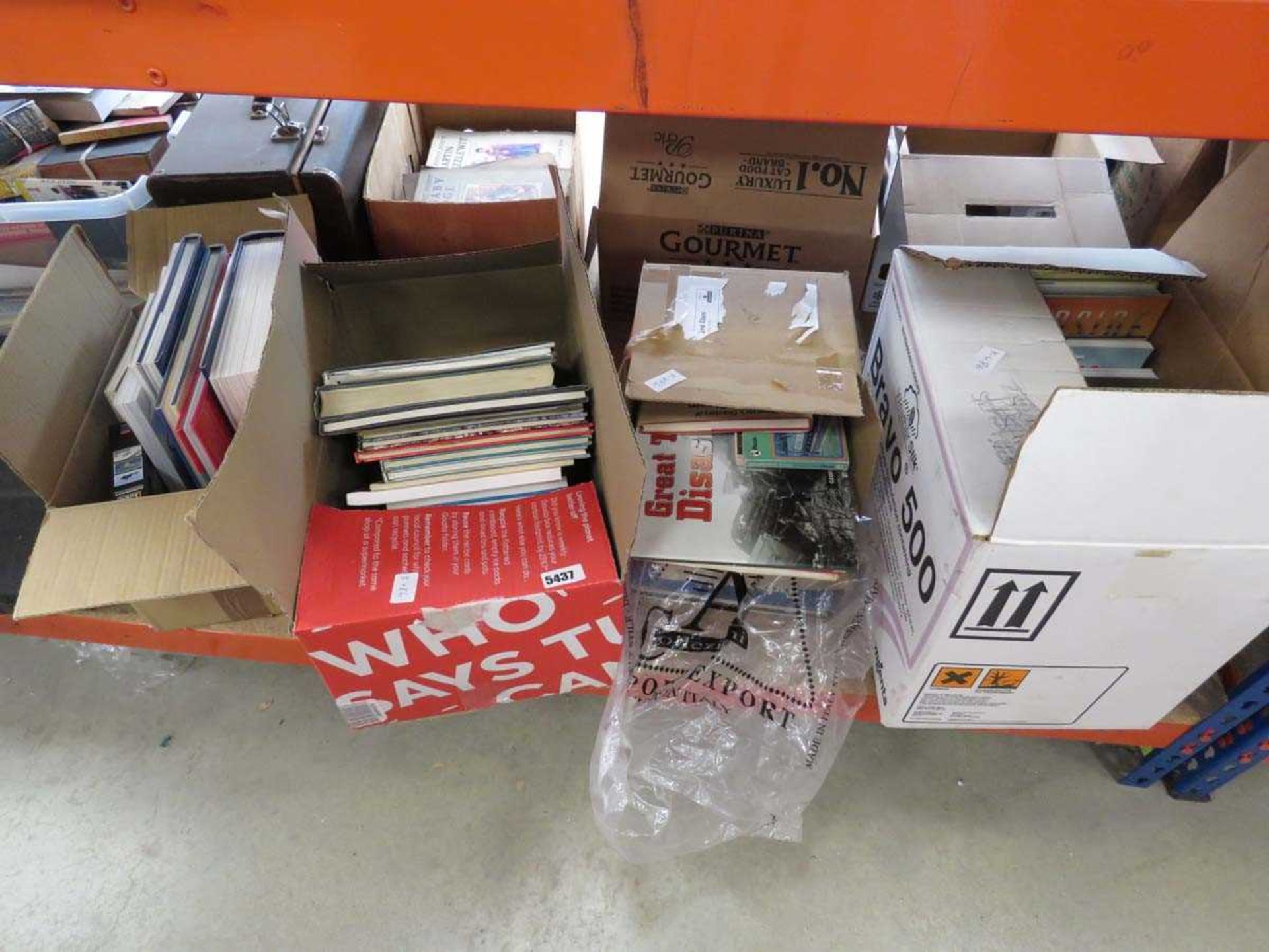 4 x boxes and a bag containing a quantity of car and steam train related reference books