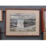 Watercolour of harbour scene