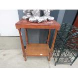 Two tier side table with leather surface