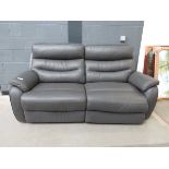 +VAT Grey leather effect two-seater reclining sofa