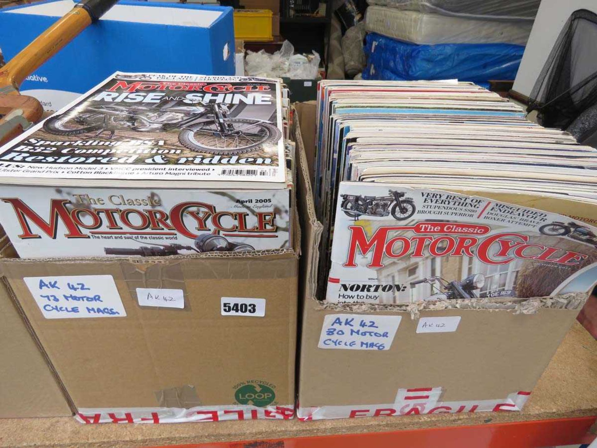 2 x boxes containing classic motorcycle magazines