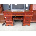 Reproduction yew twin-pedestal desk