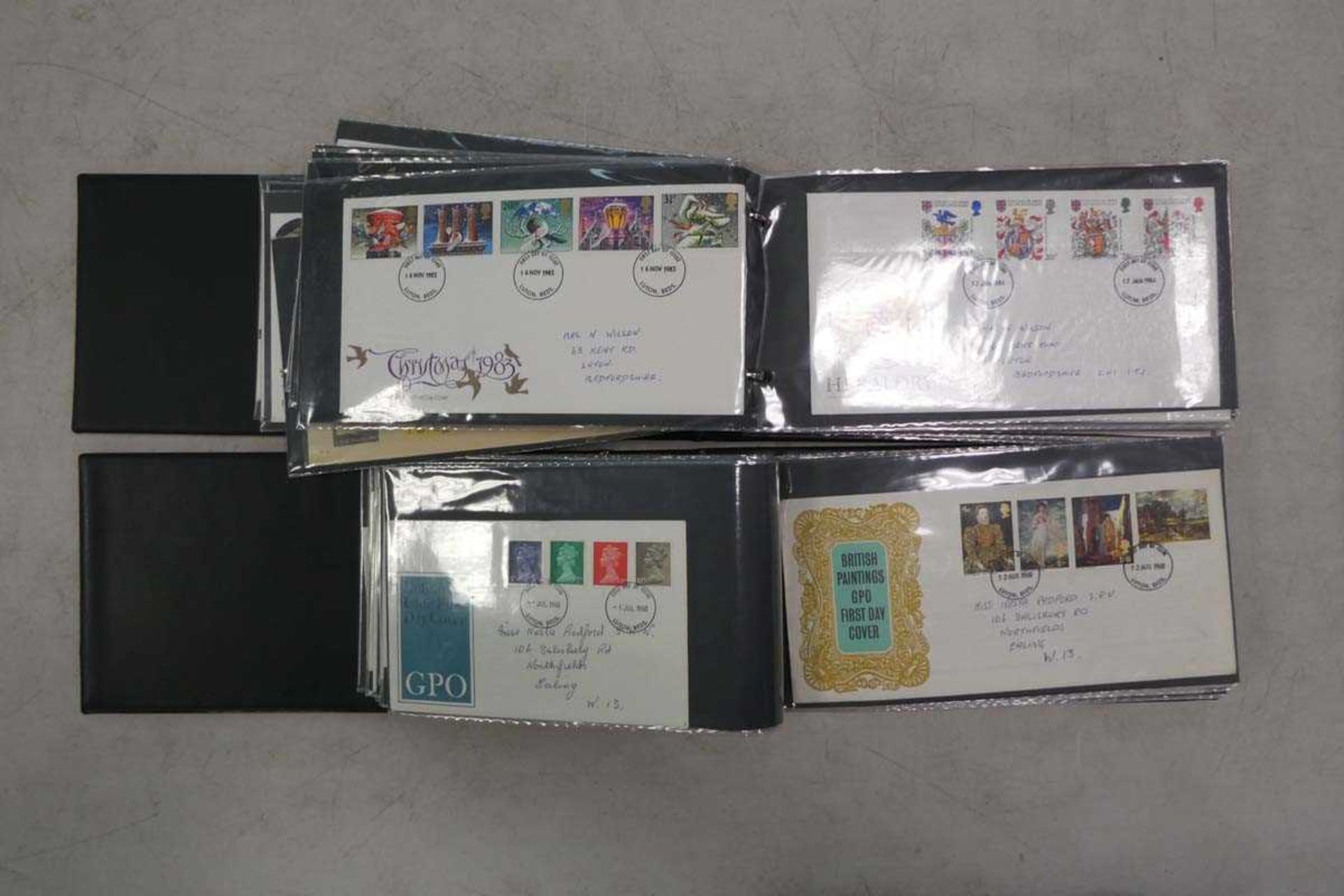 Tray containing wide selection of first day covers in albums