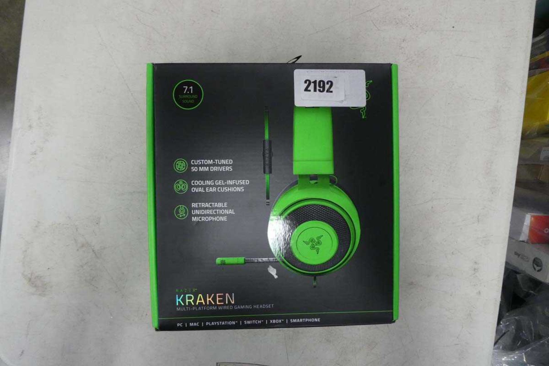 Razer Kraken gaming headset, boxed (damaged volume controller)