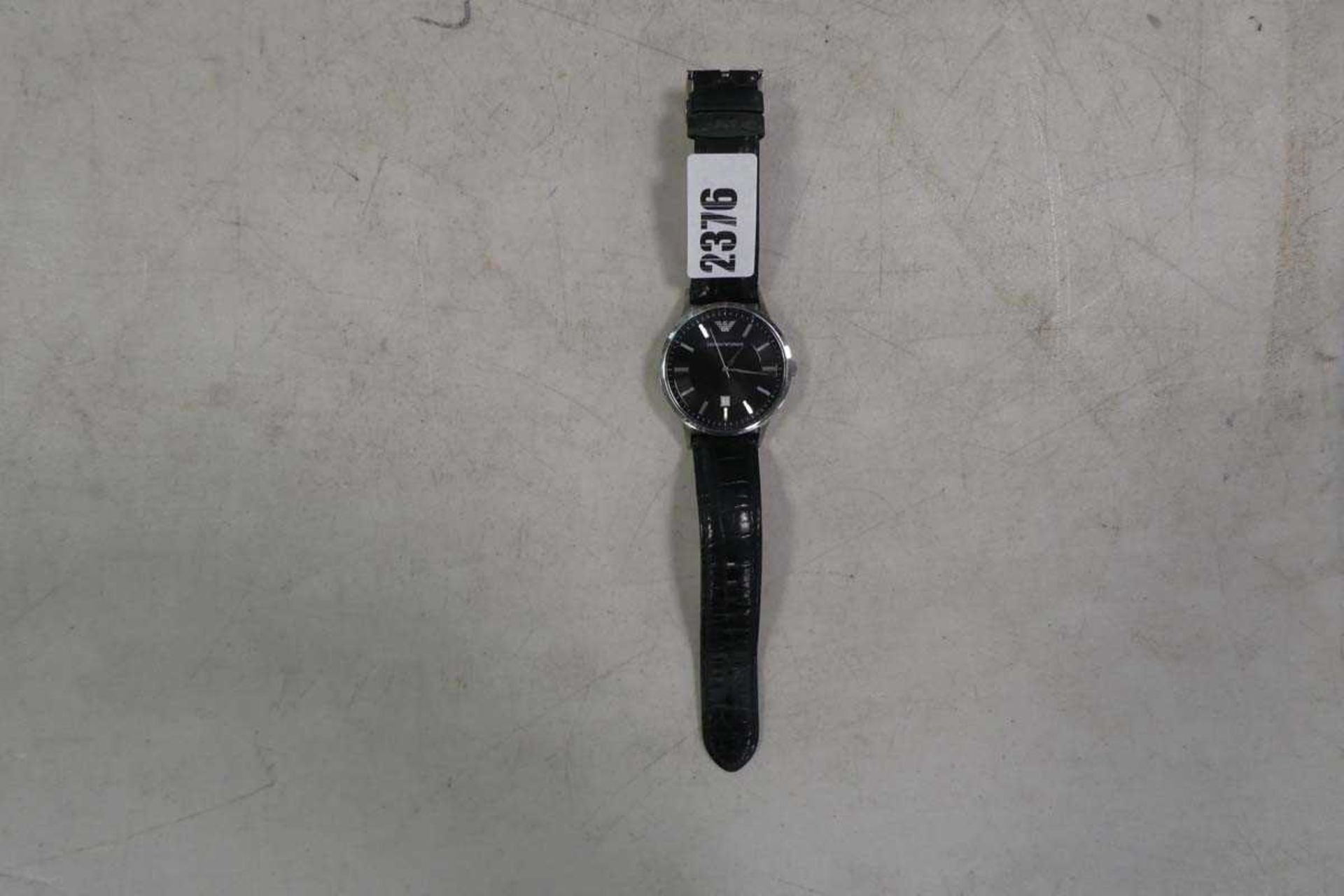 Emporio Armani gents wristwatch with black leather strap