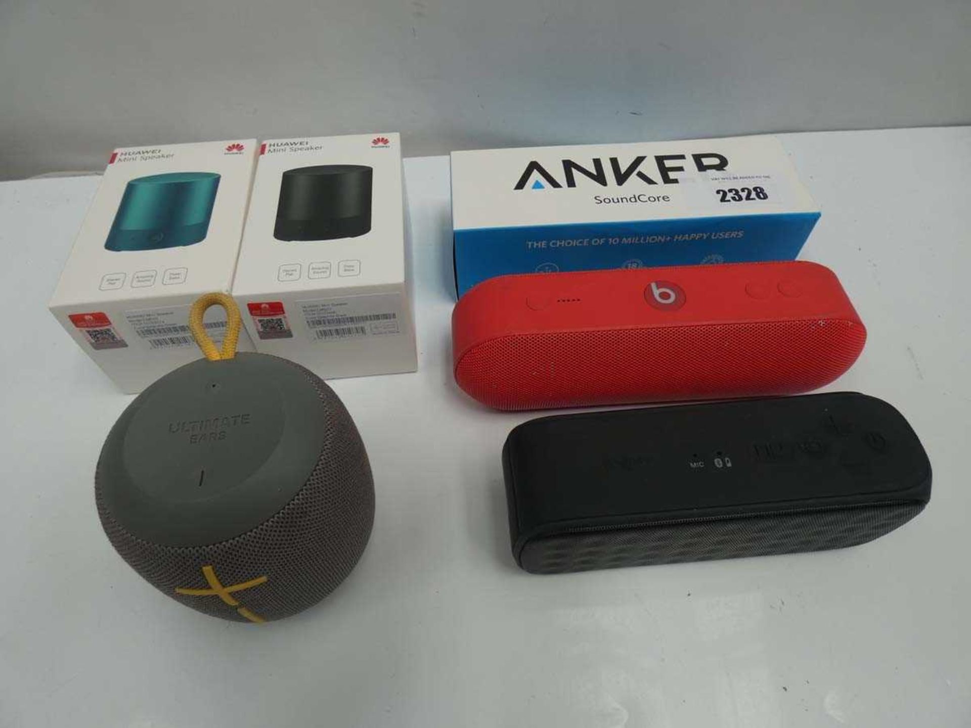 +VAT Selection of portable bluetooth speakers; Anker SoundCore, Beats Pill, JVC, Huawei and Ultimate