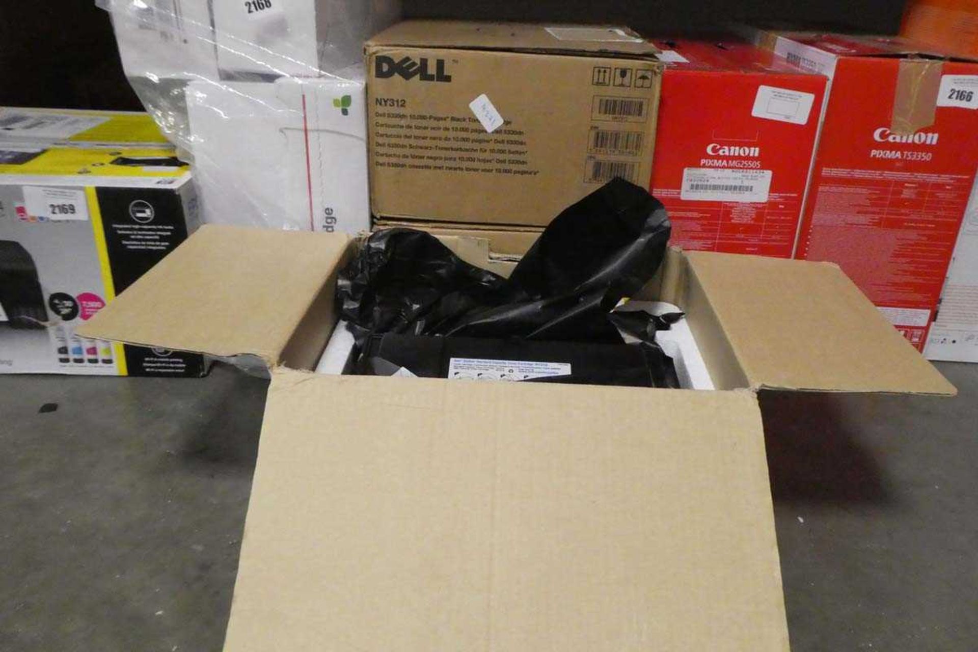 3 boxed Dell toner cartridges in black NY312