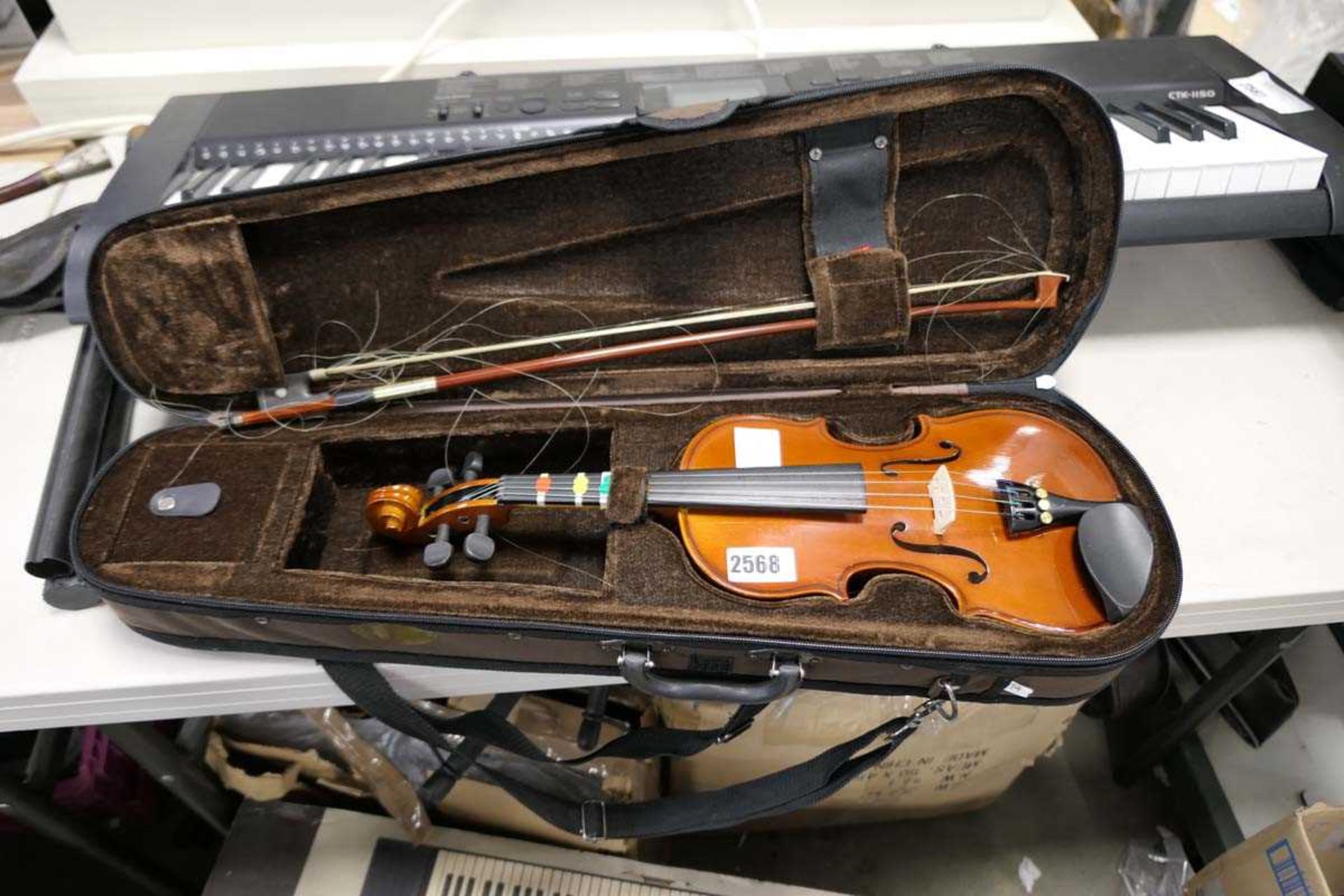 Student violin with bow and case