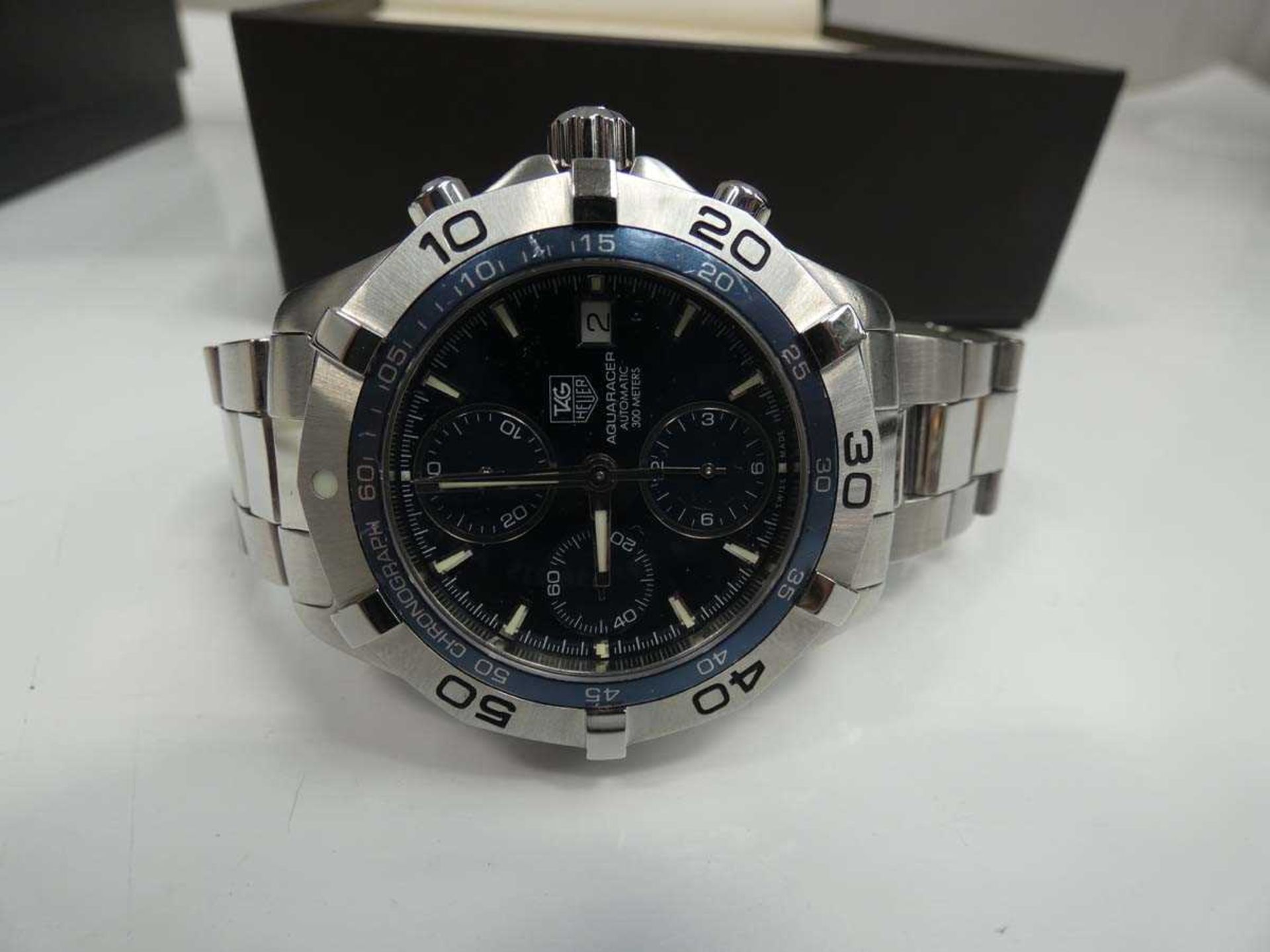 +VAT Tag Heuer Aquaracer Automatic Chronograph 300M CAF2112 blue dial wristwatch with box, - Image 4 of 4