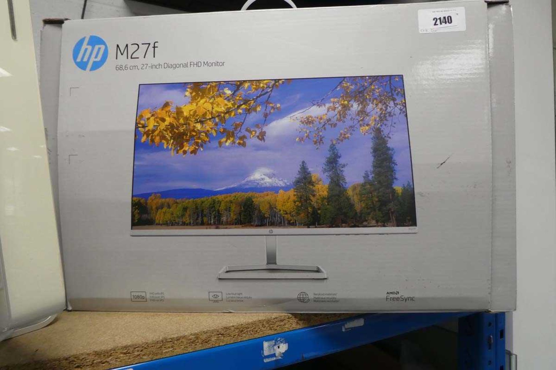 +VAT HP 27" monitor M27F with box (cracked screen)