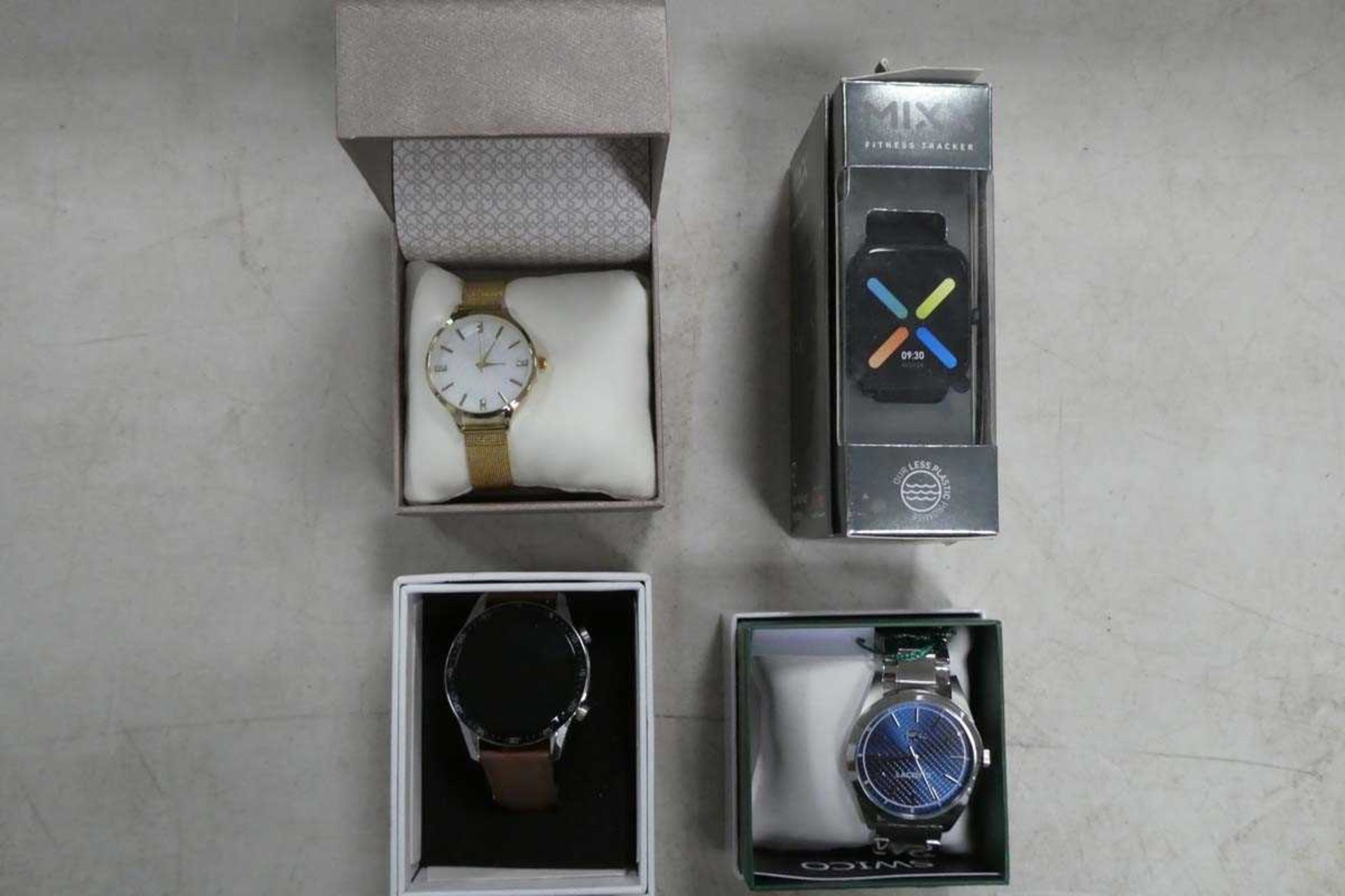 +VAT 4 various watches to include 2 smartwatches and a Lacoste gents wristwatch