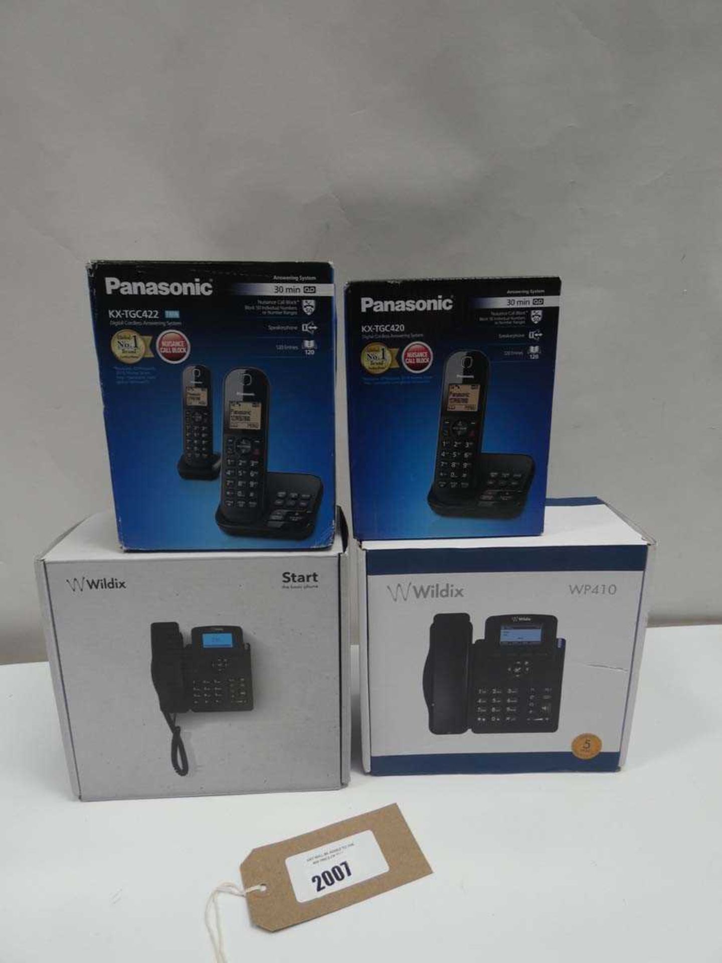 +VAT Panasonic KX-TGC422 twin cordless phone set, Panasonic KX-TGC420 cordless phone and 2x Wildix