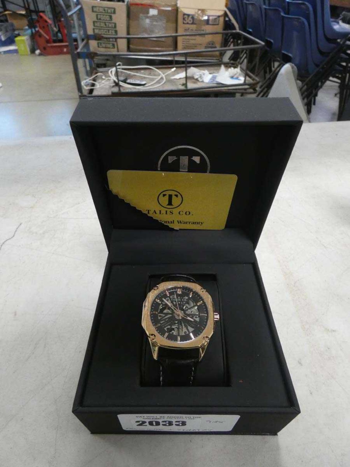 +VAT Talisco automatic skeleton movement gents wristwatch with box