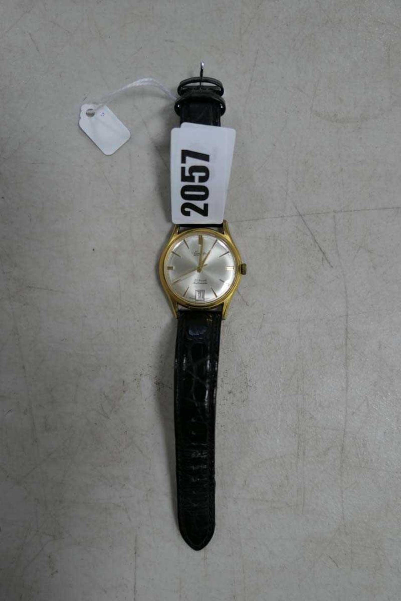 Gents gold plate Evrite automatic strap watch with date