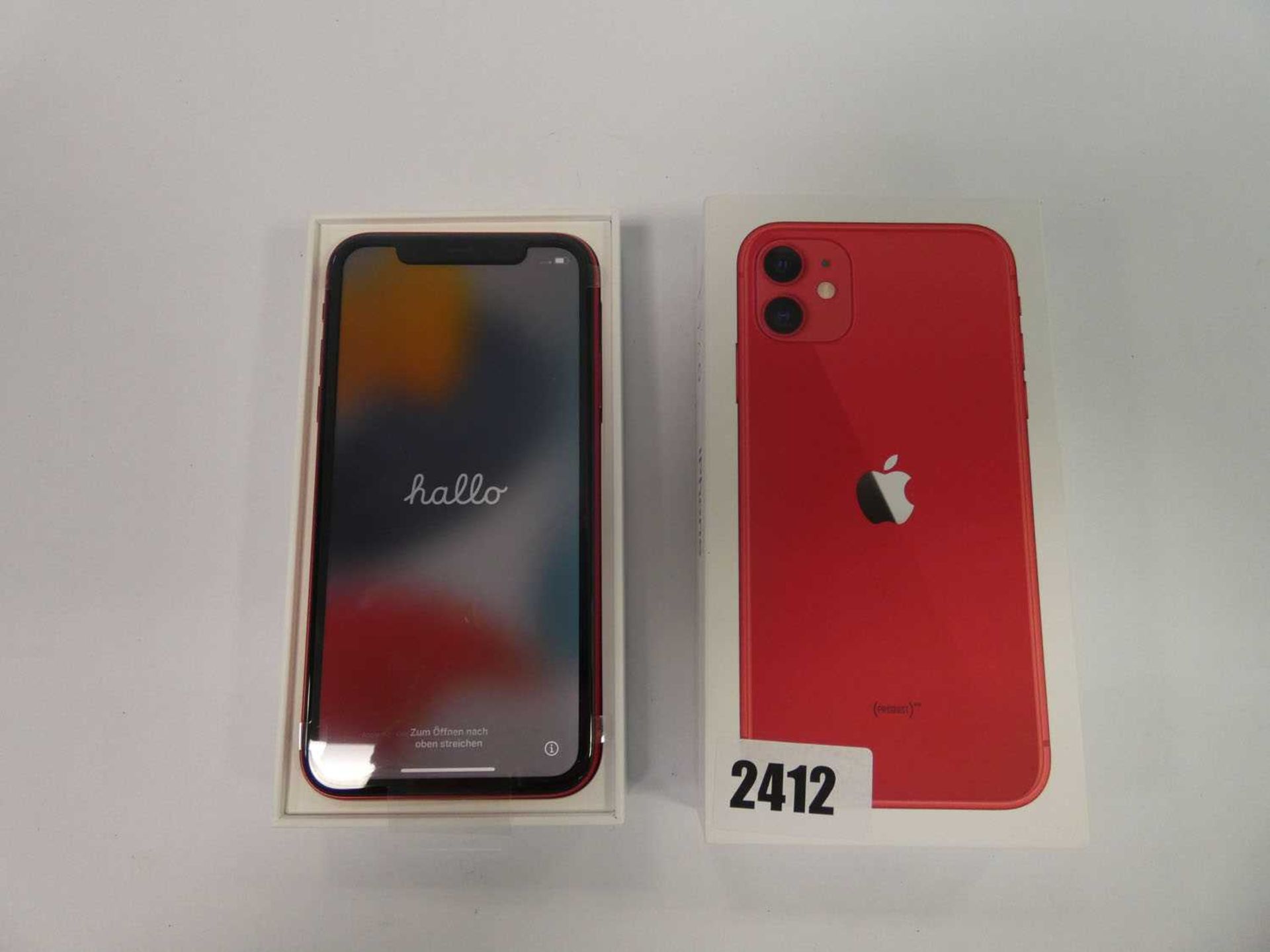 Apple iPhone 11 Product Red Ed. 64GB mobile phone, A2221 incl. box and charging cable