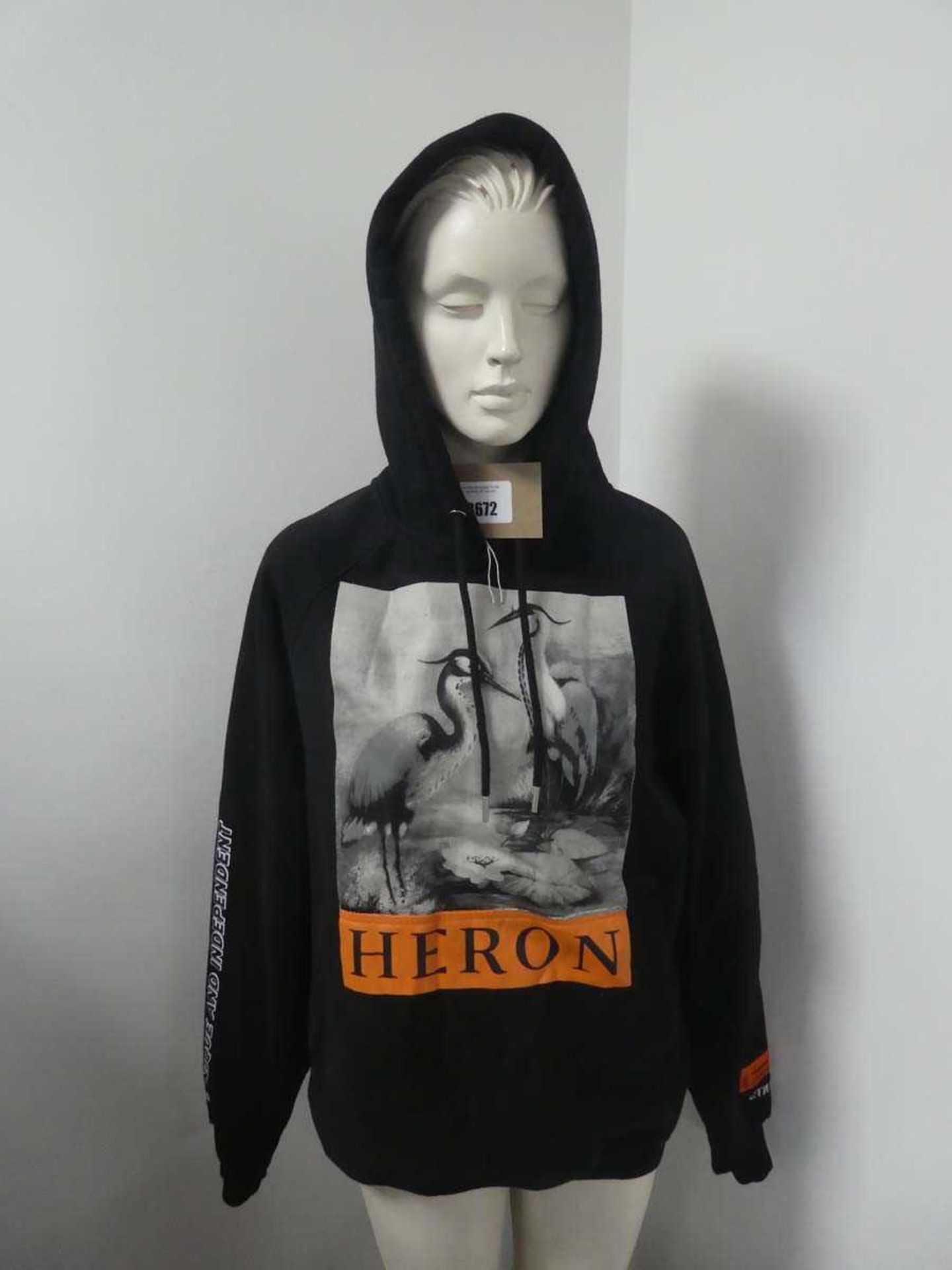+VAT Heron Preston graphic image hoodie in black small (hanging)