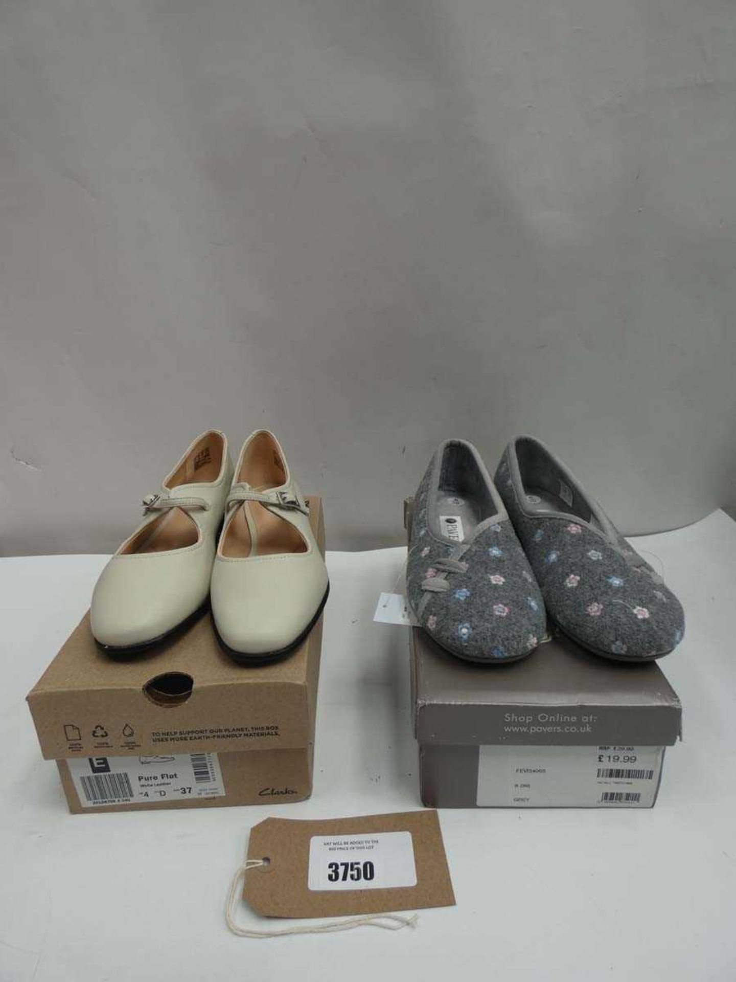 +VAT Clarks Pure Flat size 4 and a pair of Pavers slippers size 6