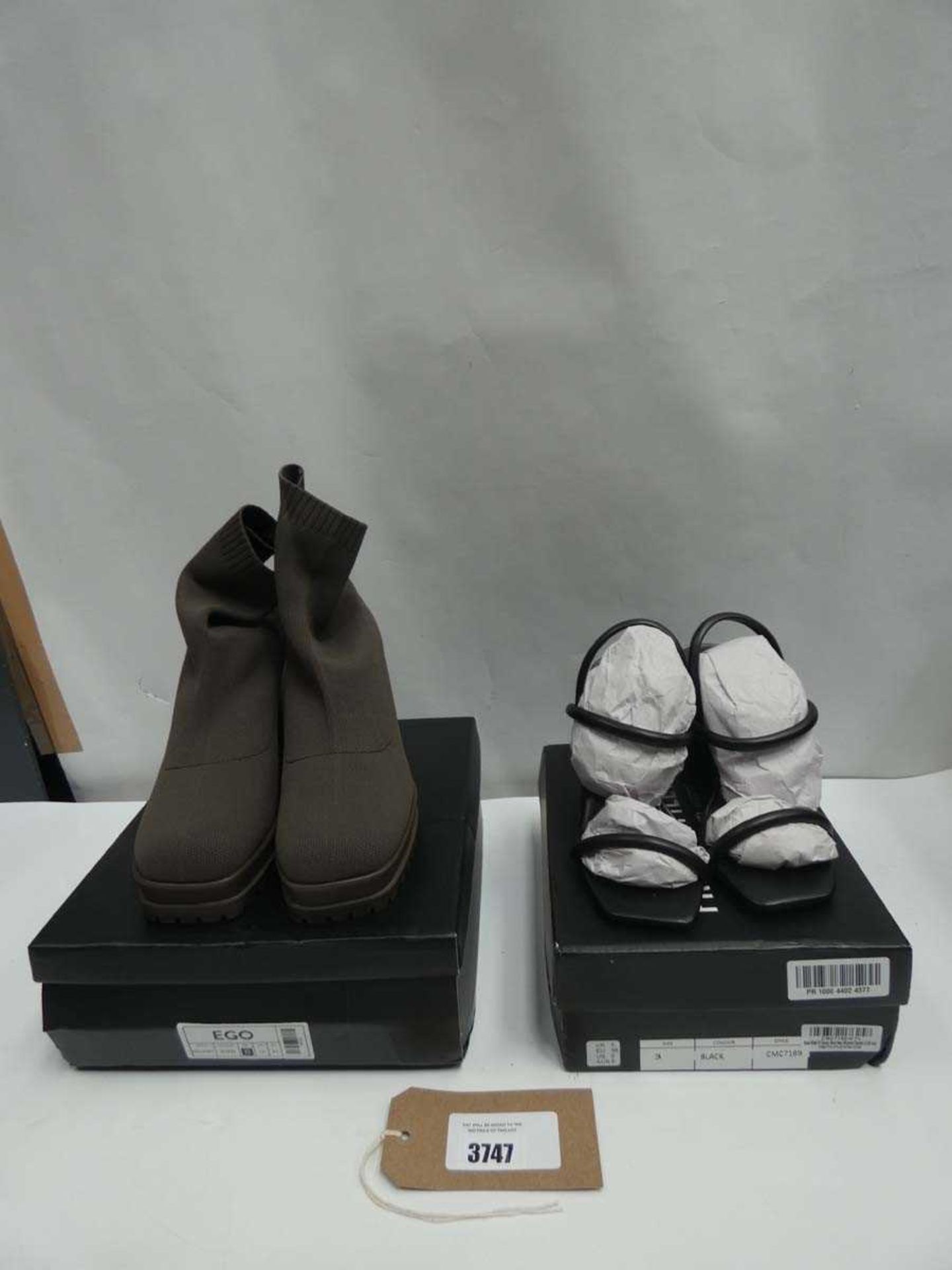 +VAT Ego Malayah boots size 8 and a pair of Pretty Little Thing chunky block heel sandals size 3 - Image 2 of 3