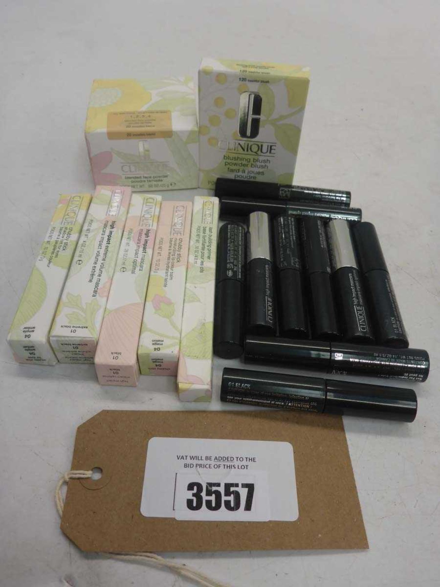 +VAT Clinique cosmetics including mascara, Chubby stick, primer, powder blush etc