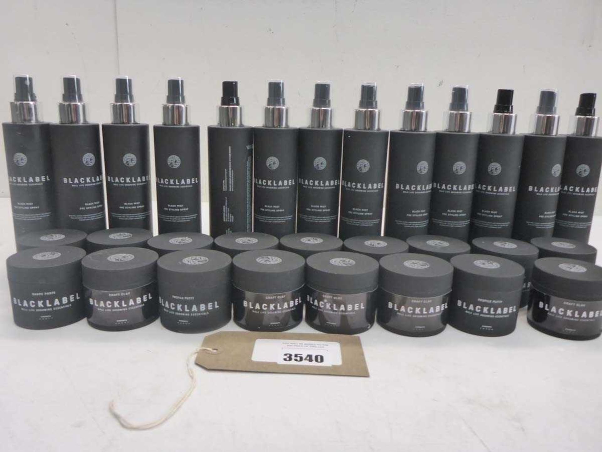 +VAT Selection of Black Label hair products including styling spray, craft clay, profile putty, etc