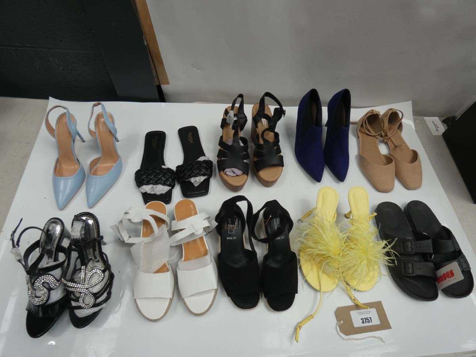 +VAT Bag of 15 pairs of mixed shoes including sandals and heels