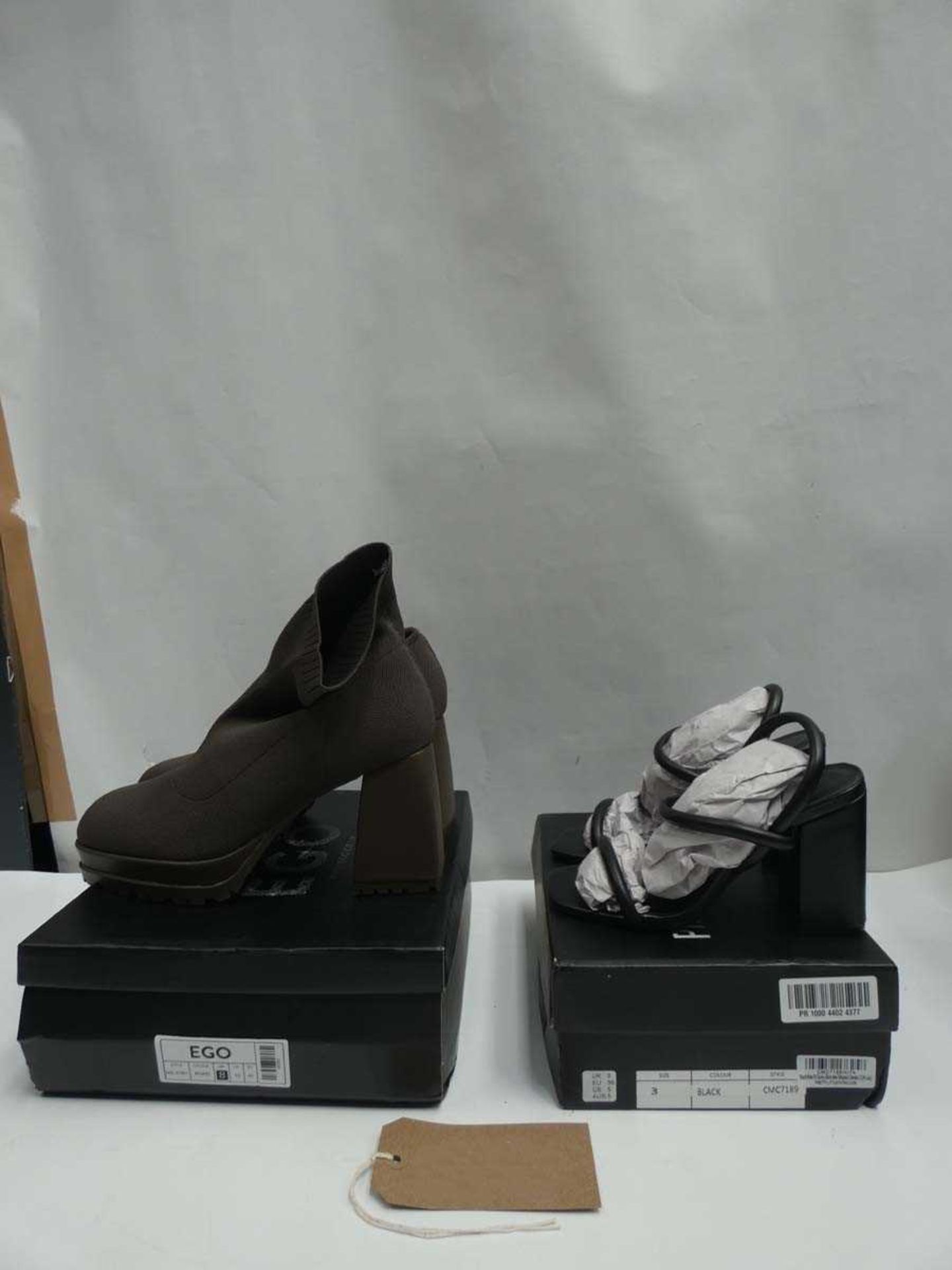 +VAT Ego Malayah boots size 8 and a pair of Pretty Little Thing chunky block heel sandals size 3