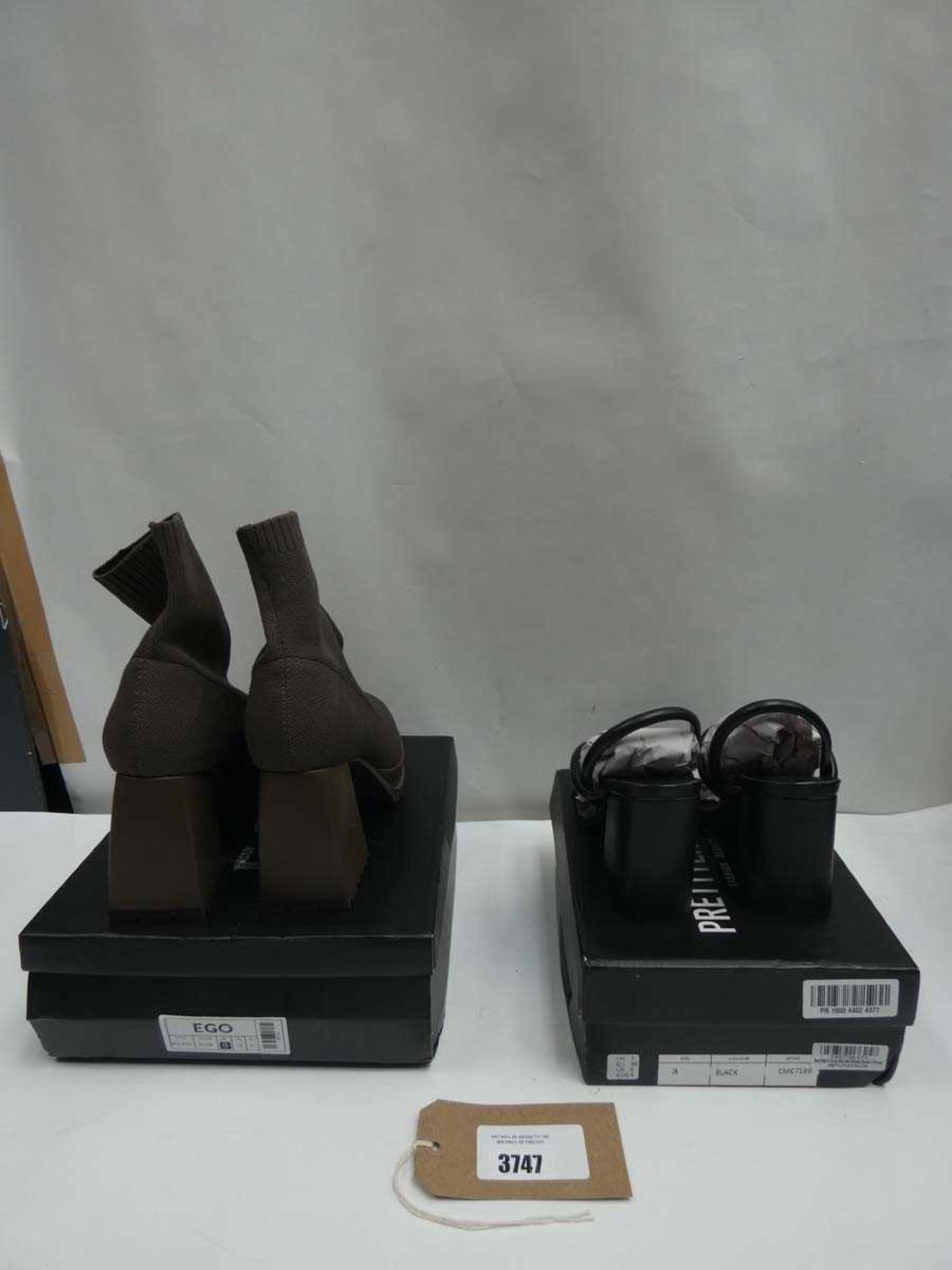 +VAT Ego Malayah boots size 8 and a pair of Pretty Little Thing chunky block heel sandals size 3 - Image 3 of 3