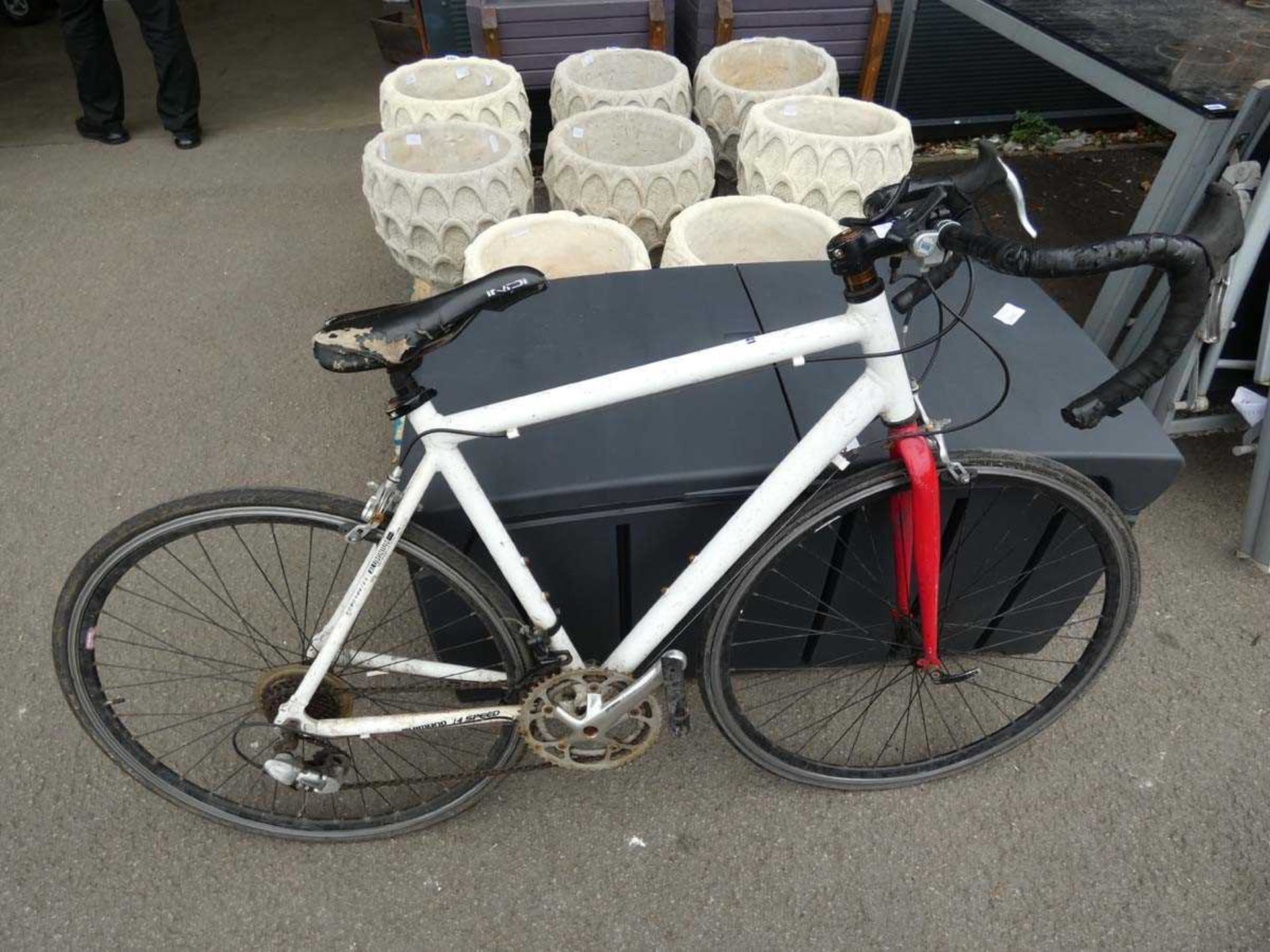 White and red painted mountain bike