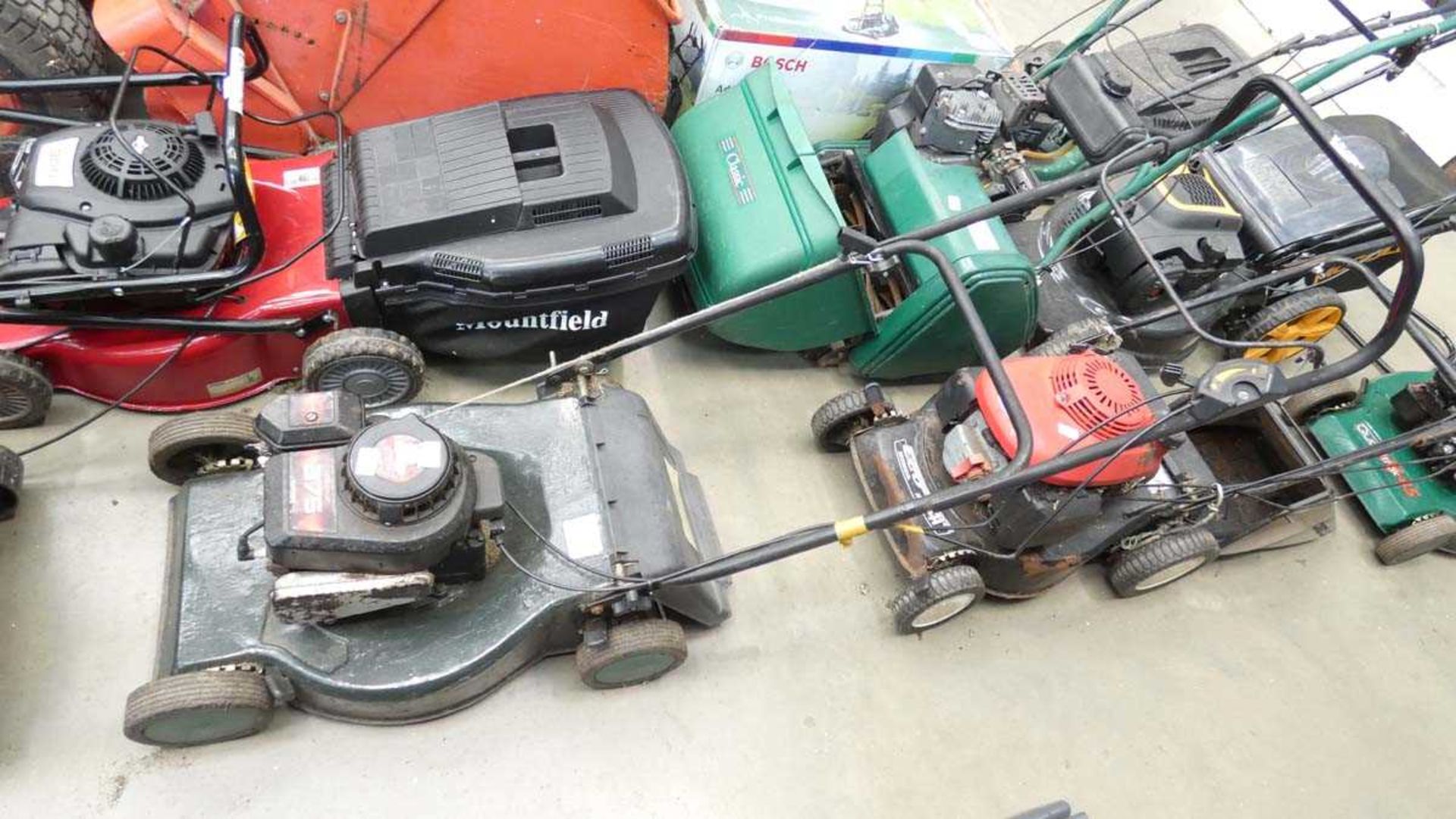 Petrol powered rotary lawn mower, no grass box