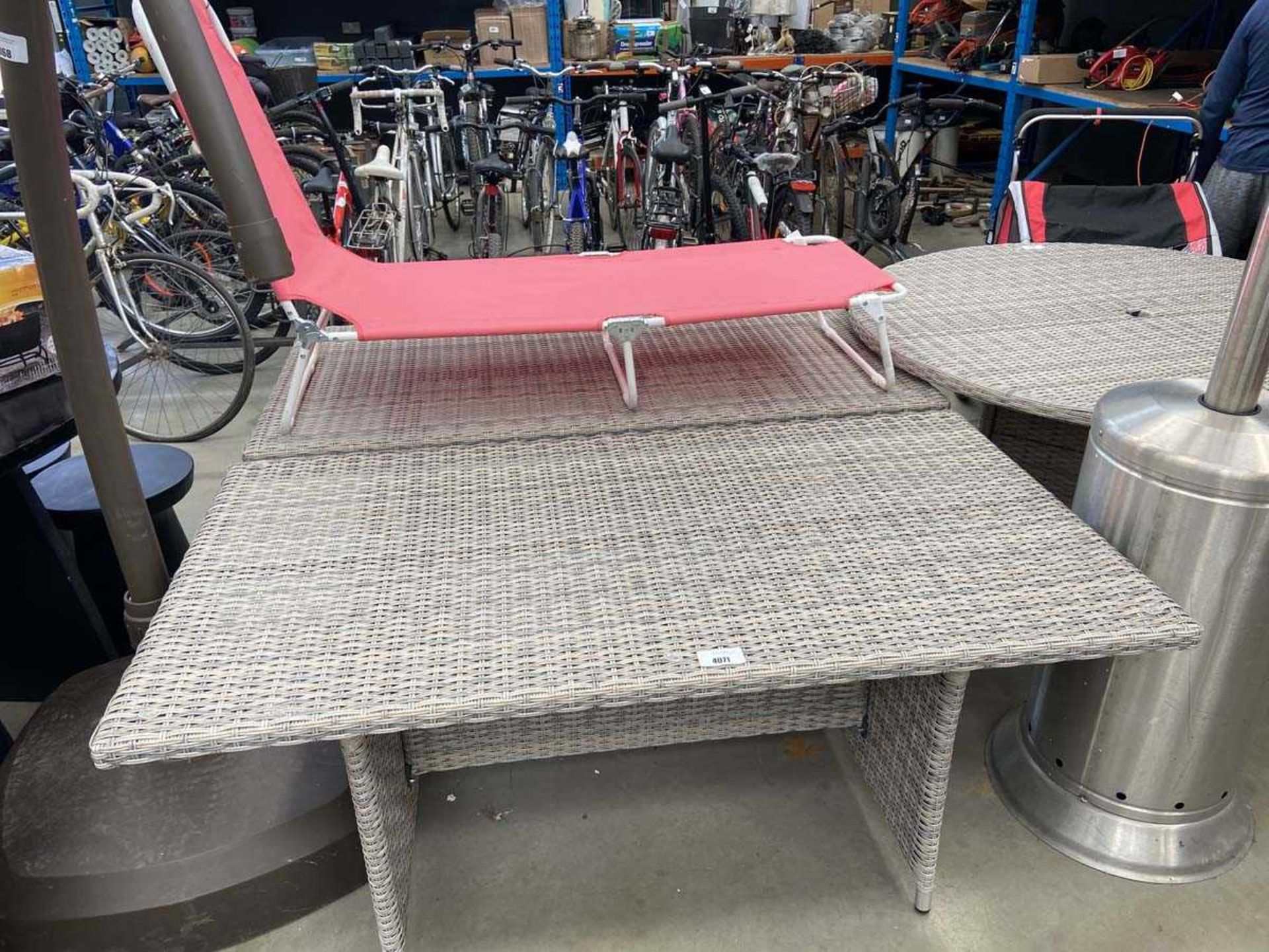 +VAT 2 rectangular garden tables in grey rattan