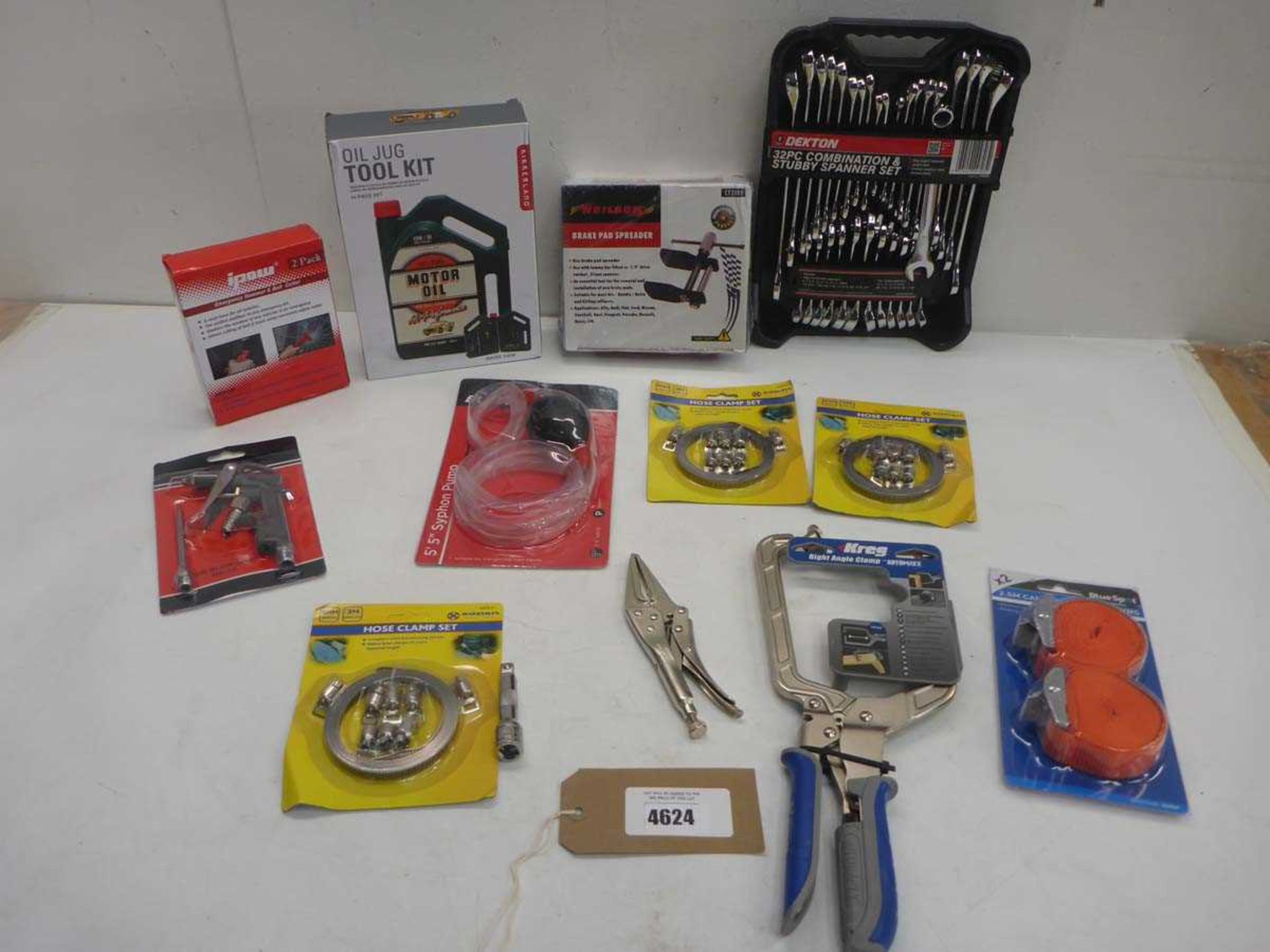 +VAT Dekton 32 pc combination spanner set, Brake pad spreaders, right angle clamp, hose clamp