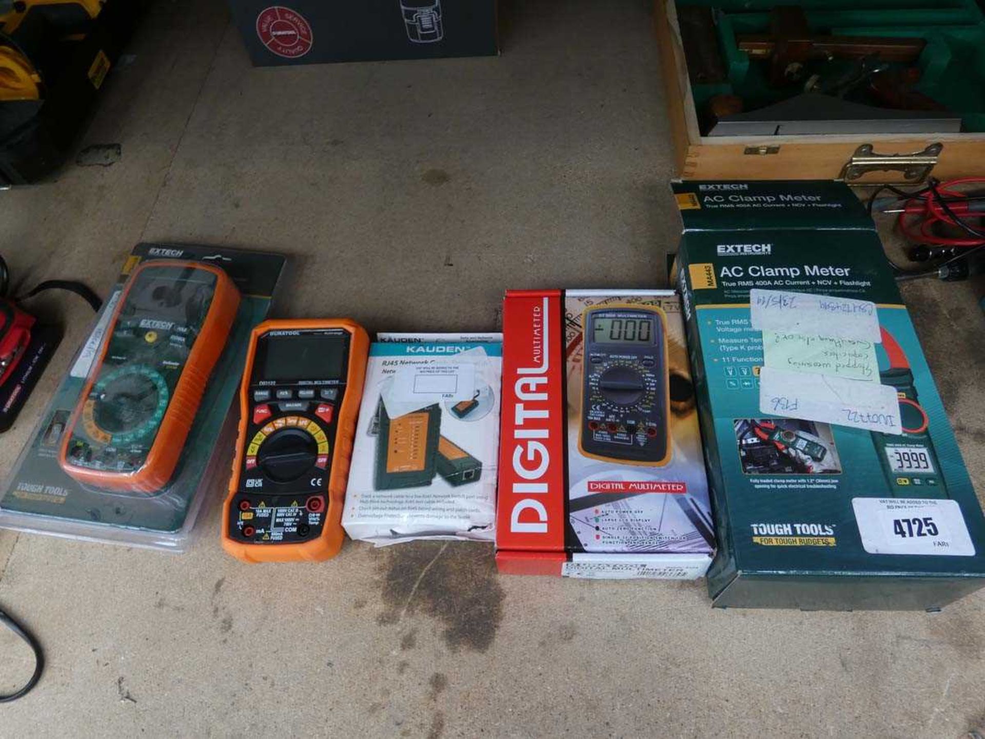 +VAT 5 assorted Duratool XTech clamp meters and other meters