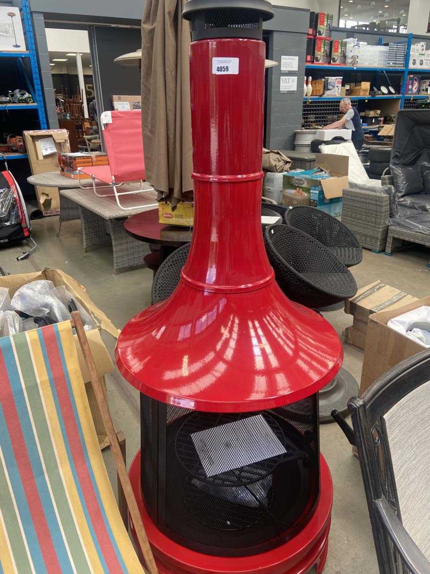 +VAT Large red patio chiminea