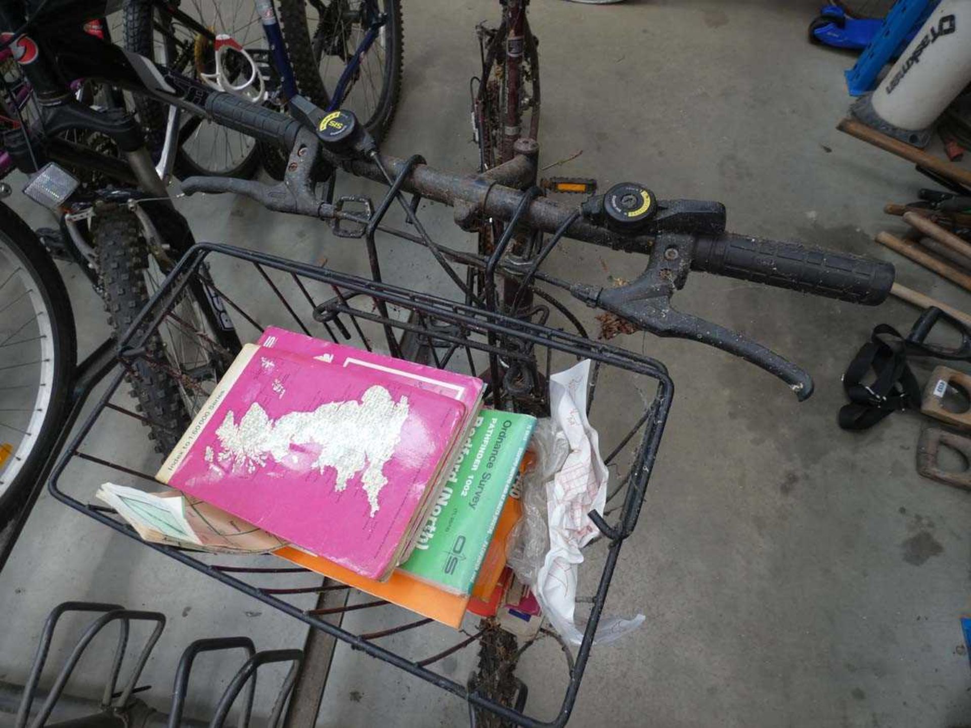 Margarita professional bike in burgundy with shopping trolley and OS maps - Image 2 of 6