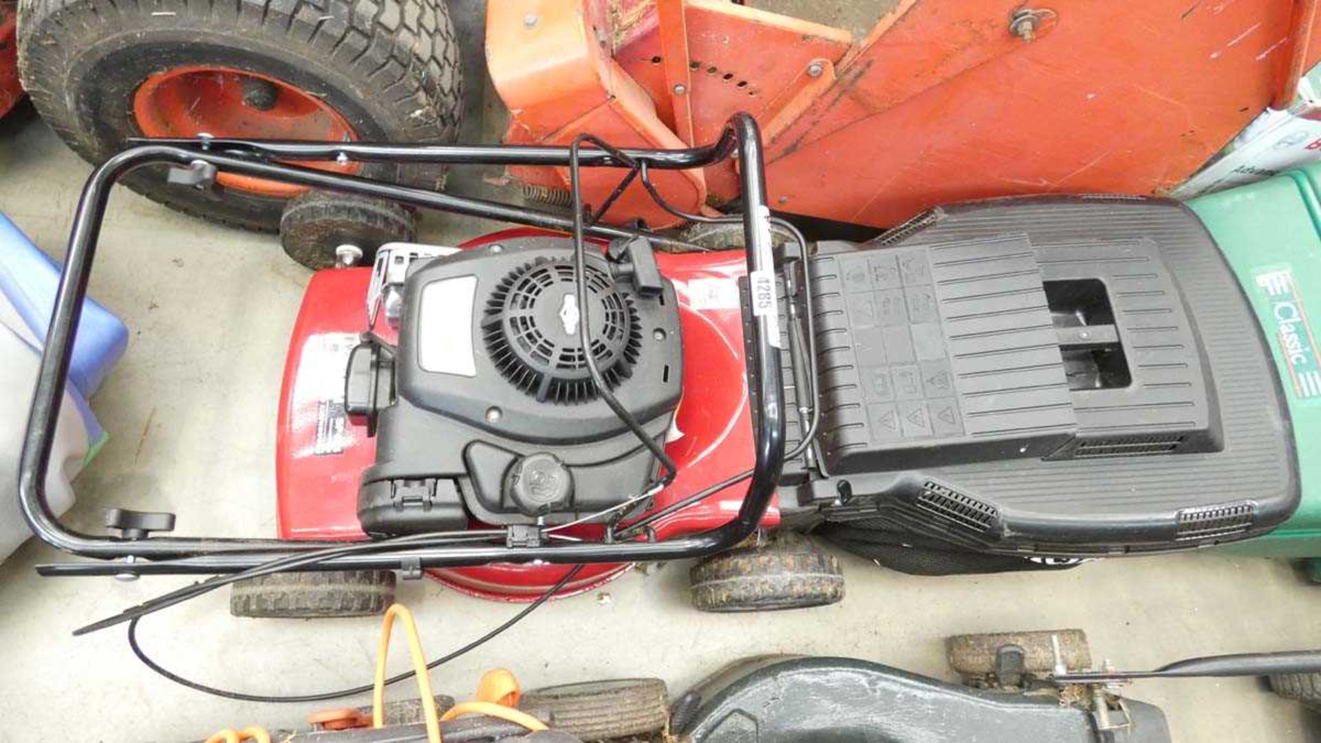 Petrol powered Mountfield rotary lawn mower with grass box