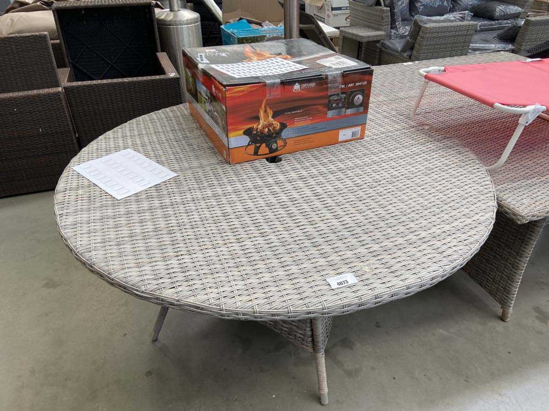 +VAT Circular grey rattan garden table