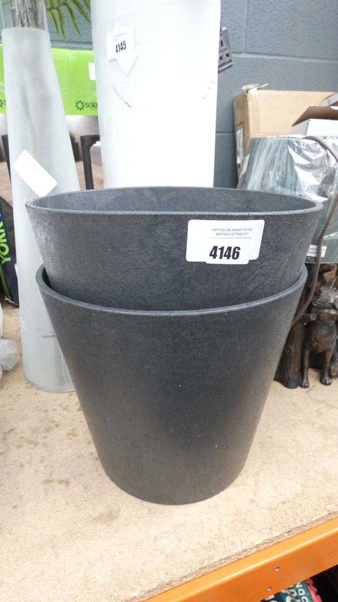 +VAT Pair of Vitae recycled rubber garden planters