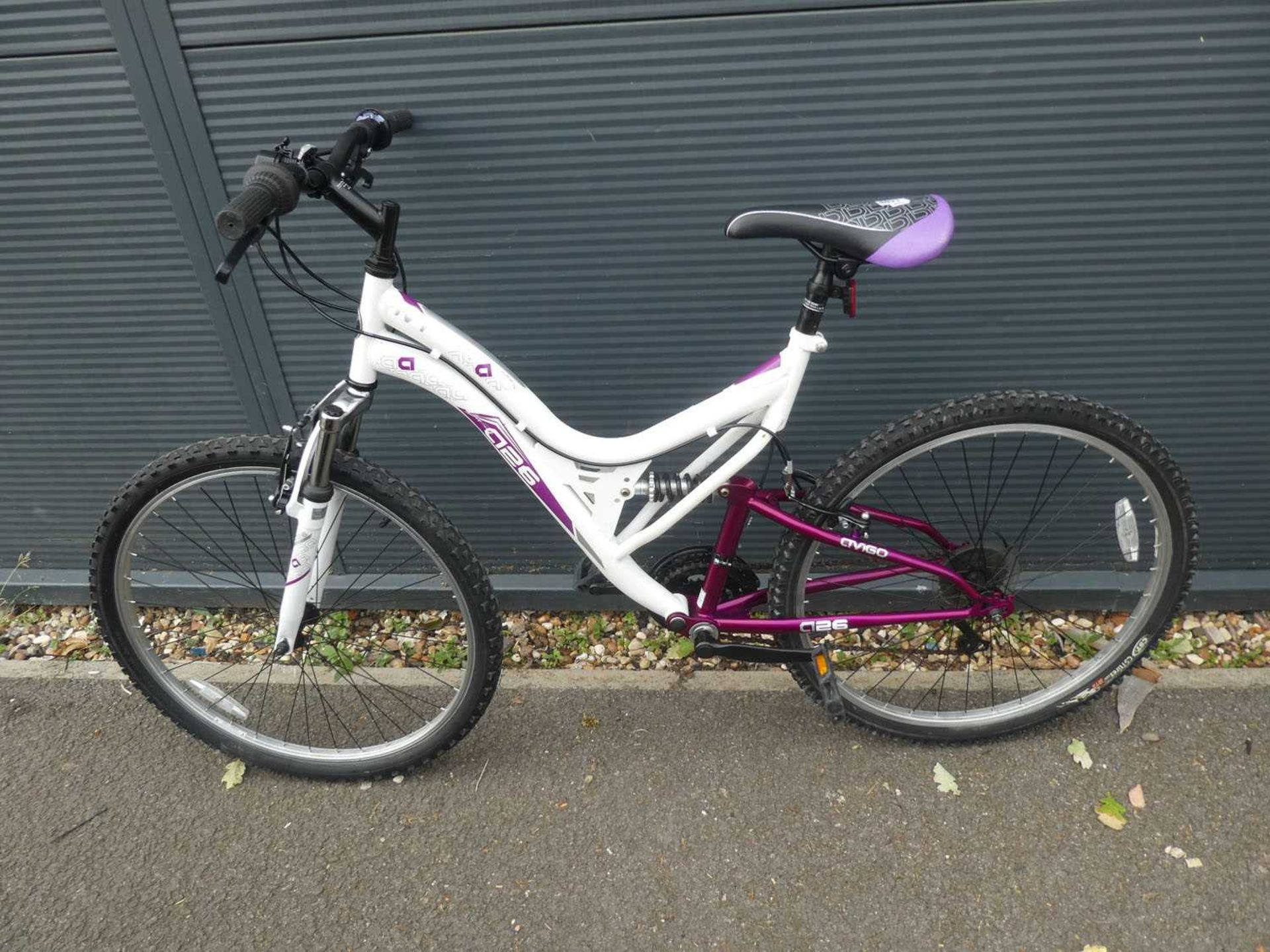 White and purple girls mountain bike