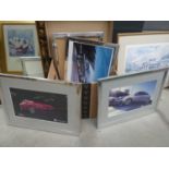 Box containing 5 x prints of Vauxhall cars