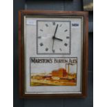 Marston's Burton Ales quartz wall clock