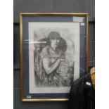 Charcoal drawing - study of a lady, after Rossetti