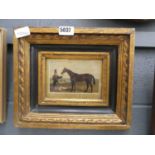 Framed and glazed oleograph - race horse and owner