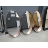 +VAT 3 x oval mirrors in metal copper coloured frames