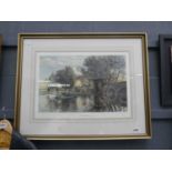 Framed and glazed engraving - the river road