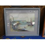 Modern oil painting - harbour scene with yachts