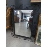 Rectangular mirror in black painted metal frame