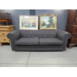 +VAT Anthracite grey button back two seater sofa