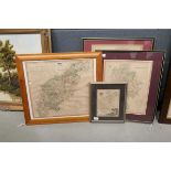 4 x framed and glazed British maps