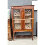 Inlaid Edwardian double door china cabinet with shelf under